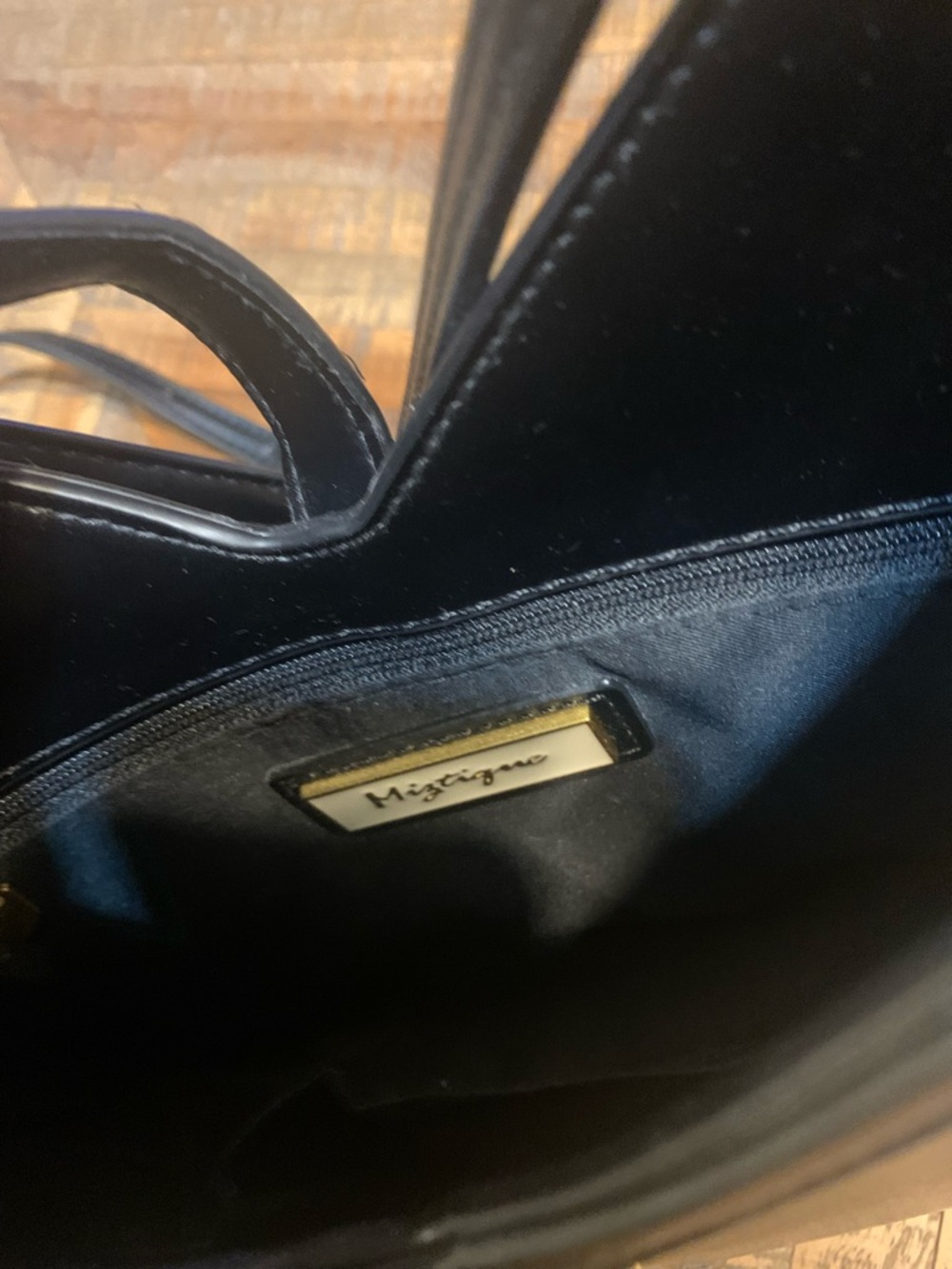 Miztique Black Faux Leather Shoulder Bag with Gold Accent - Picture 4 of 11